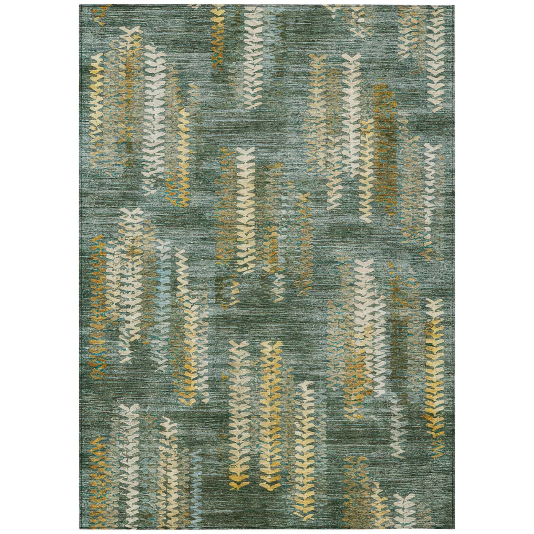 9' X 12' Green And Brown Striped Washable Indoor Outdoor Area Rug Homeroots Outdoor