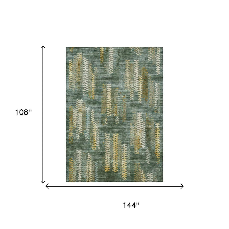 9' X 12' Green And Brown Striped Washable Indoor Outdoor Area Rug Homeroots Outdoor