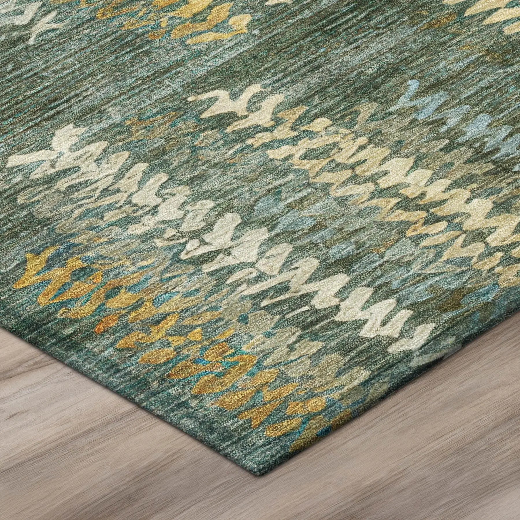 9' X 12' Green And Brown Striped Washable Indoor Outdoor Area Rug Homeroots Outdoor