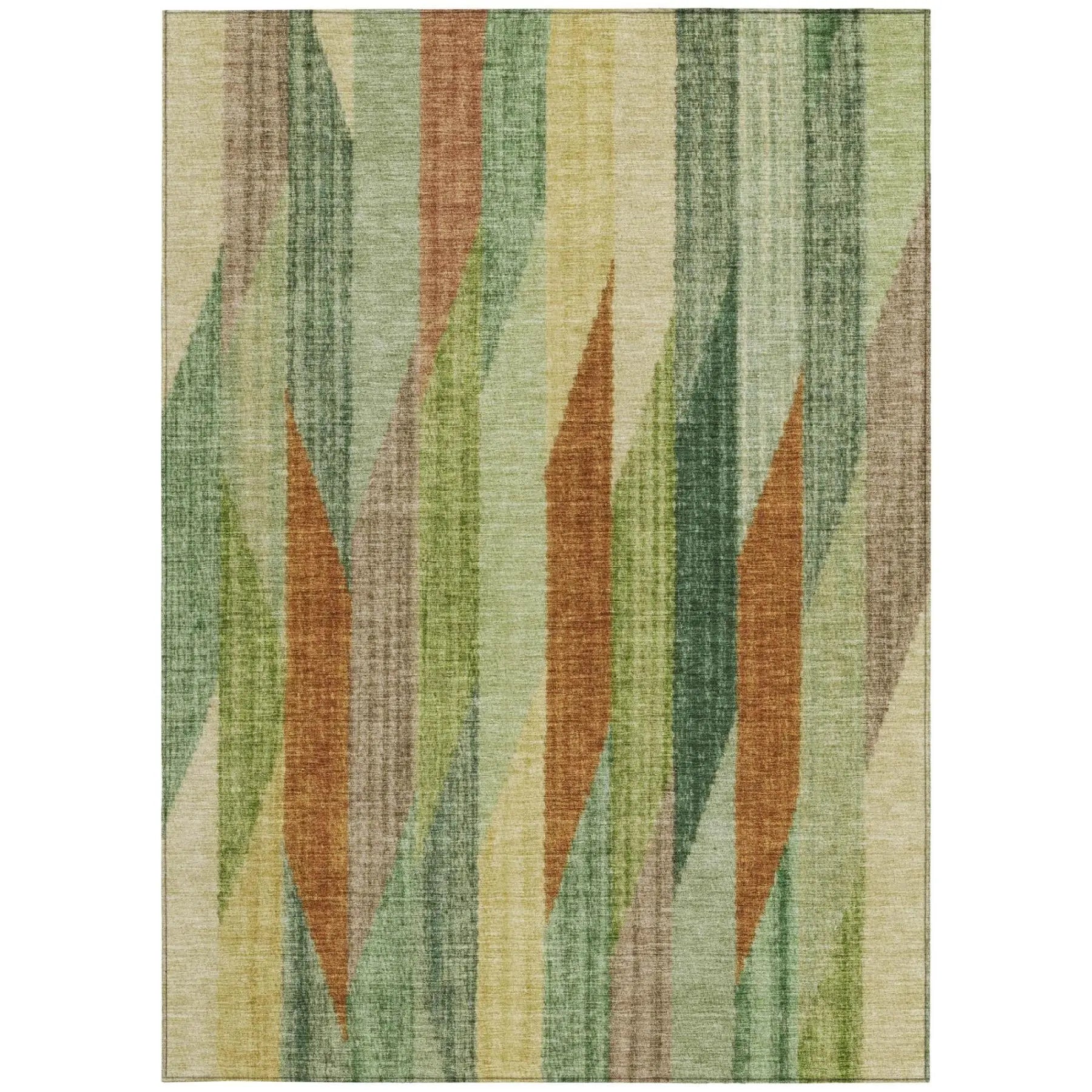 9' X 12' Green And Brown Striped Washable Indoor Outdoor Area Rug Homeroots Outdoor