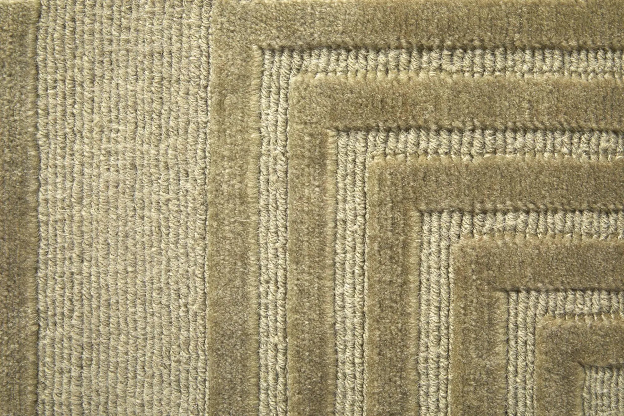 9' X 12' Green And Brown Wool Geometric Hand Knotted Area Rug Homeroots Home Decor