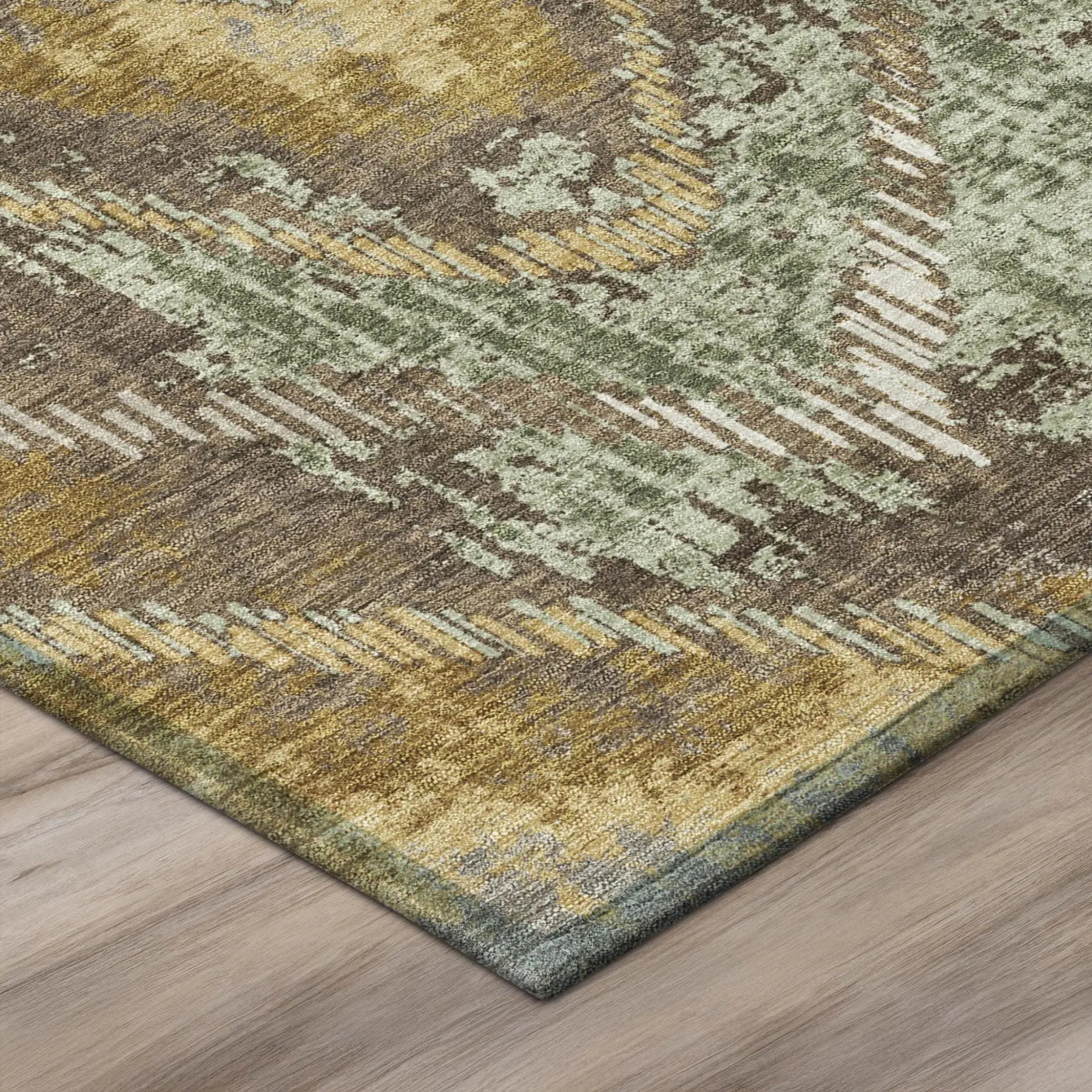 9' X 12' Green And Chocolate Abstract Washable Indoor Outdoor Area Rug Homeroots Outdoor