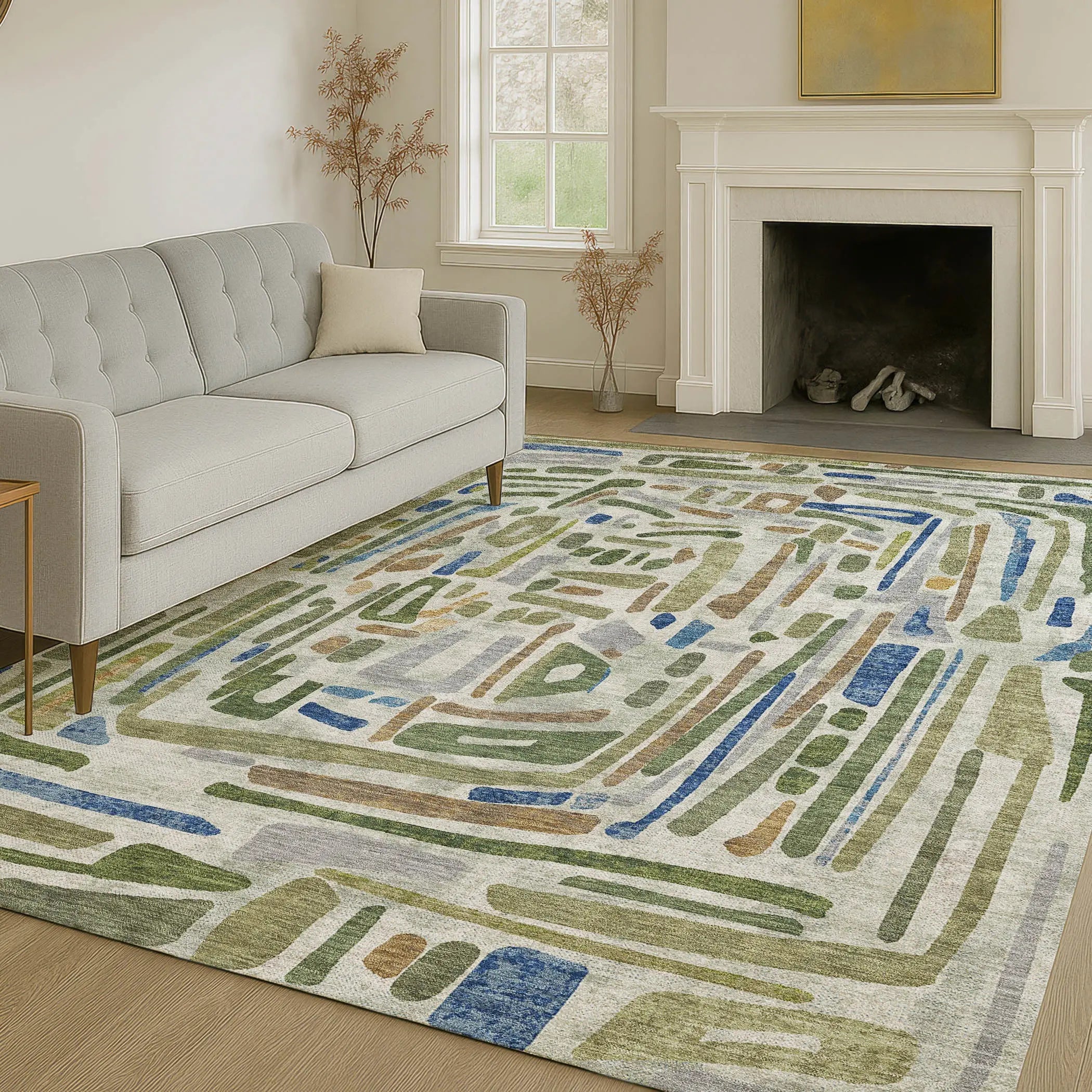 9' X 12' Green And Copper Abstract Washable Indoor Outdoor Area Rug Homeroots Outdoor