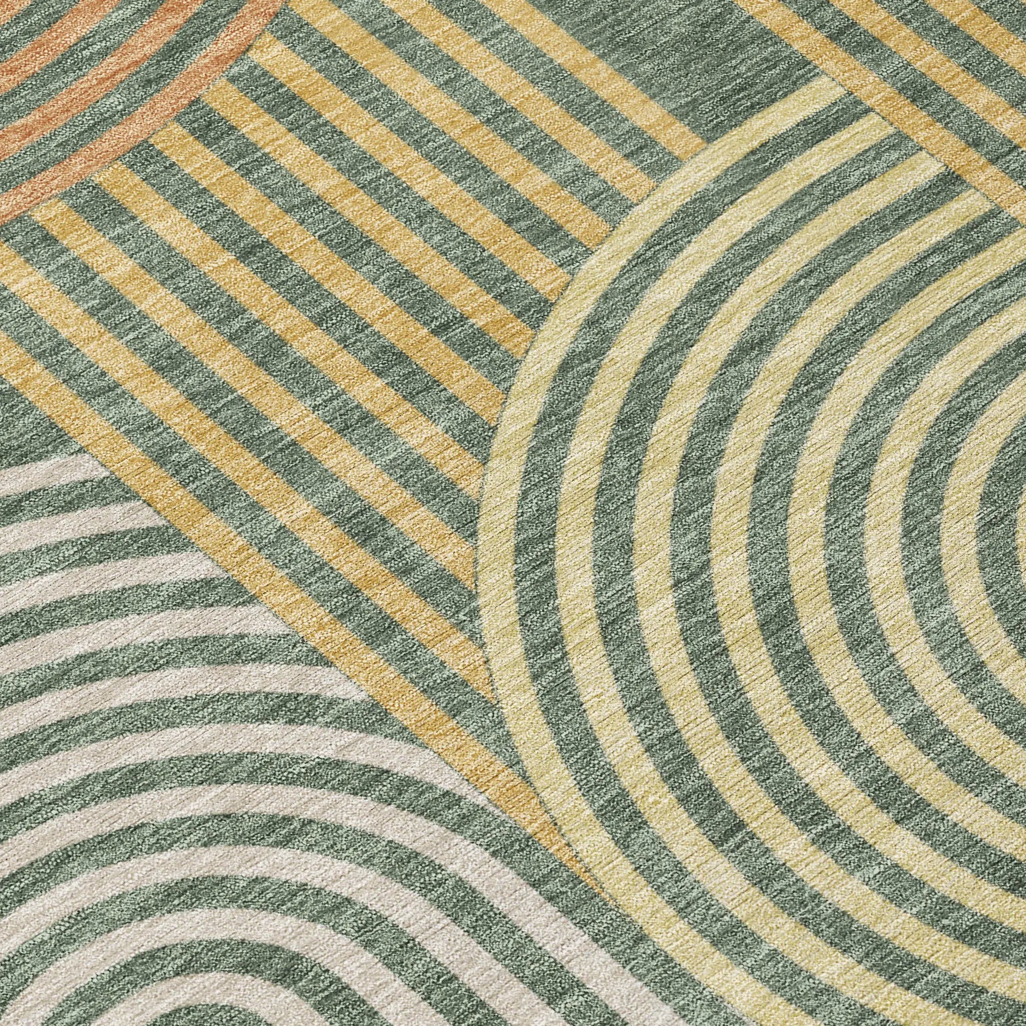 9' X 12' Green And Copper Geometric Washable Indoor Outdoor Area Rug Homeroots Outdoor