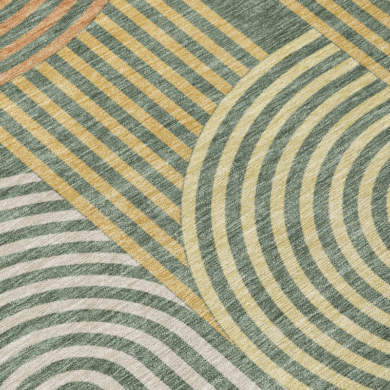 9' X 12' Green And Copper Geometric Washable Indoor Outdoor Area Rug Homeroots Outdoor