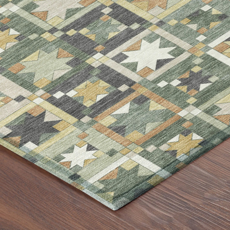 9' X 12' Green And Copper Patchwork Washable Indoor Outdoor Area Rug Homeroots Outdoor