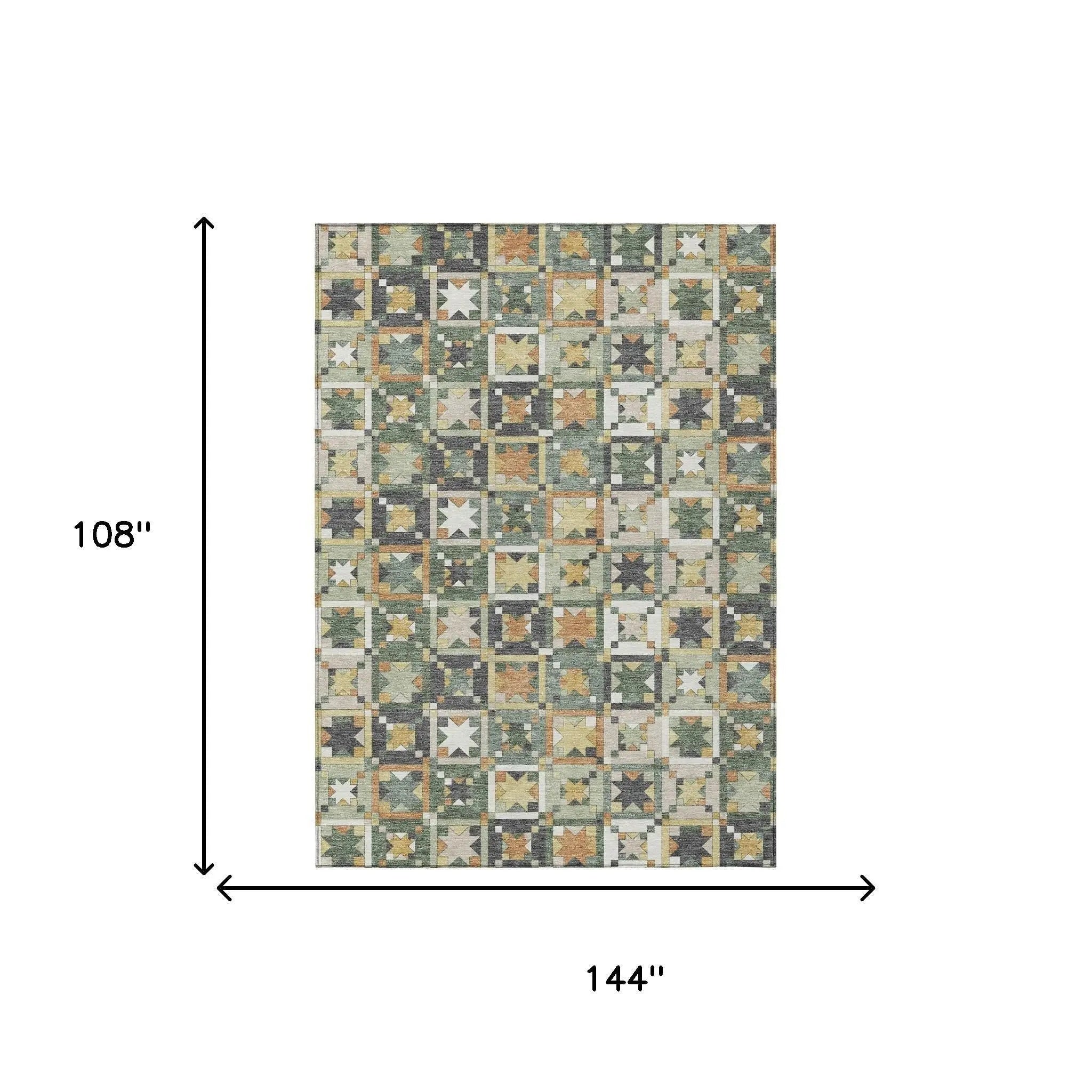 9' X 12' Green And Copper Patchwork Washable Indoor Outdoor Area Rug Homeroots Outdoor