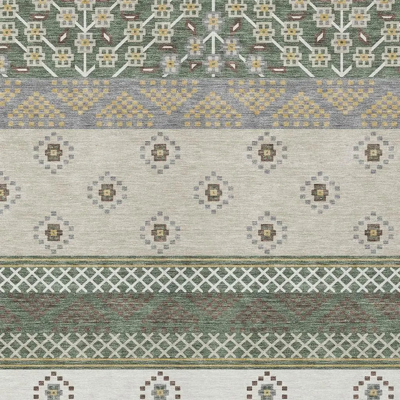 9' X 12' Green And Copper Striped Washable Indoor Outdoor Area Rug Homeroots Outdoor