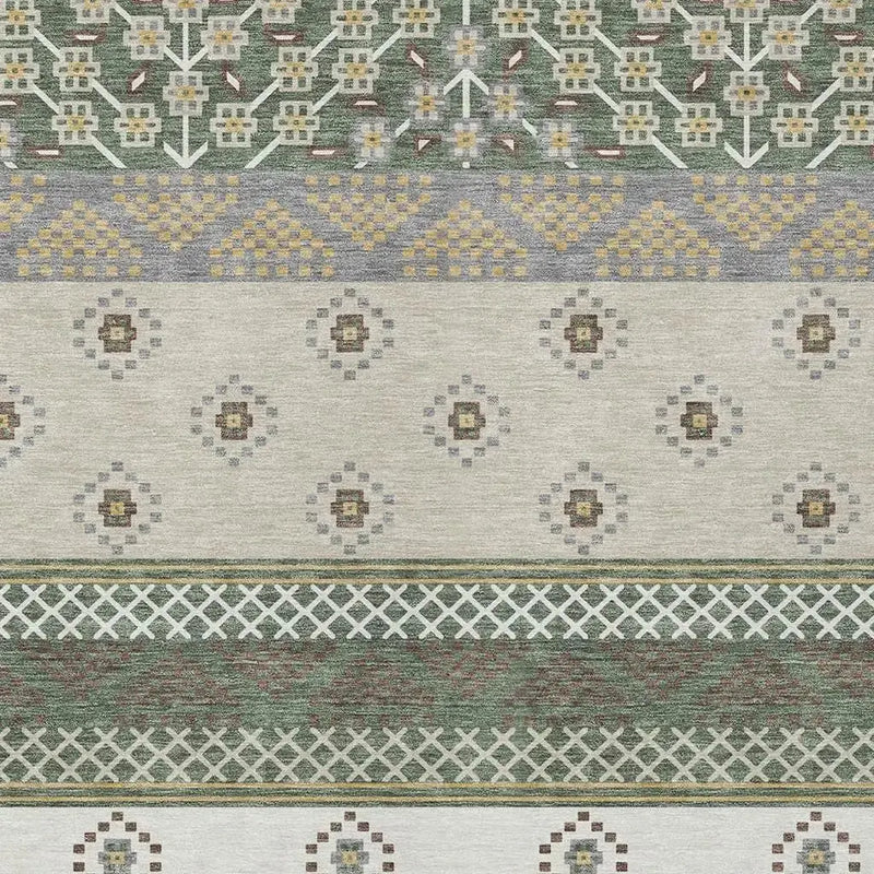9' X 12' Green And Copper Striped Washable Indoor Outdoor Area Rug Homeroots Outdoor
