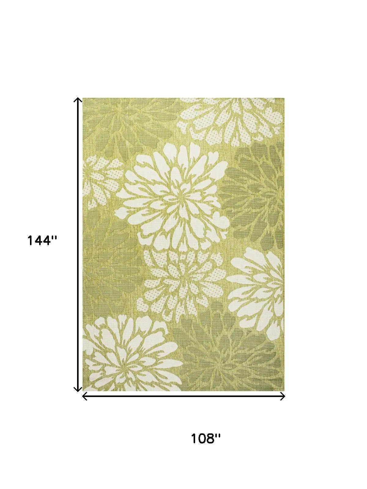 9' X 12' Green And Cream Floral Indoor Outdoor Area Rug Homeroots Outdoor