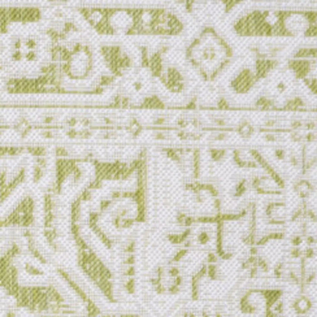 9' X 12' Green And Cream Medallion Indoor Outdoor Area Rug Homeroots Outdoor