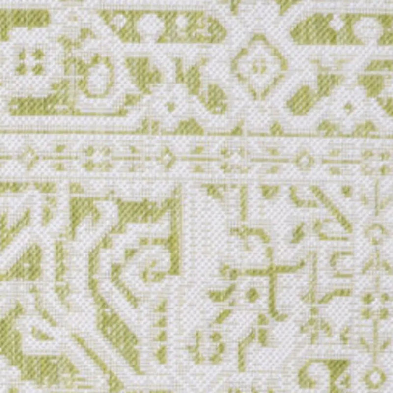9' X 12' Green And Cream Medallion Indoor Outdoor Area Rug Homeroots Outdoor
