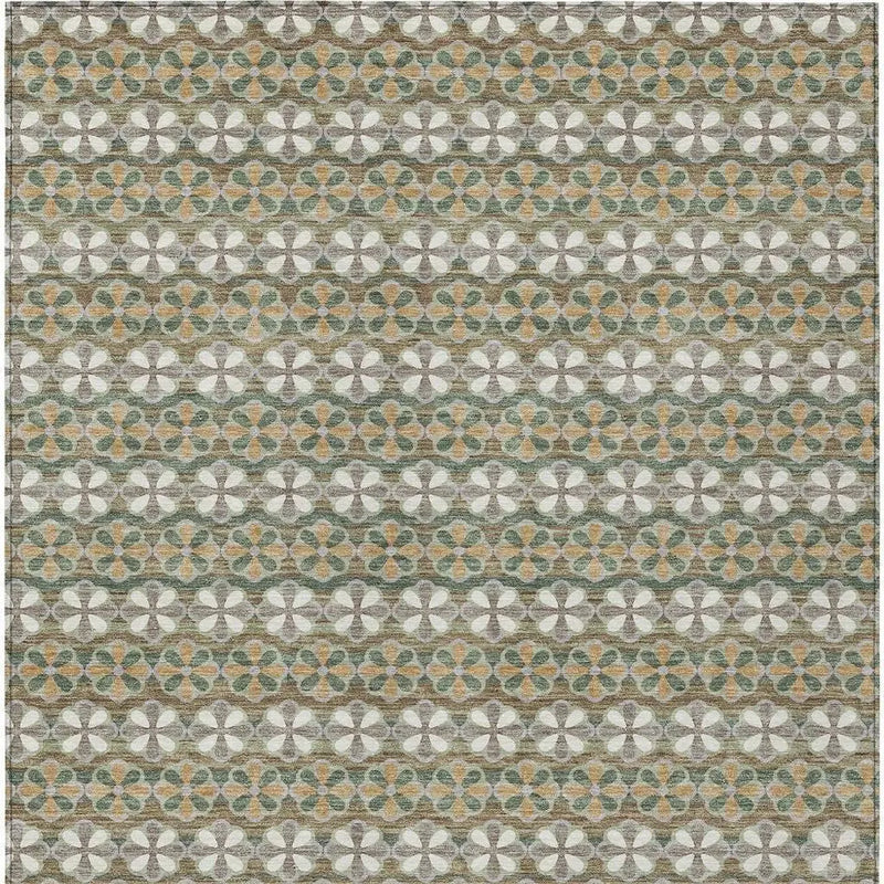 9' X 12' Green And Cream Striped Washable Indoor Outdoor Area Rug Homeroots Outdoor