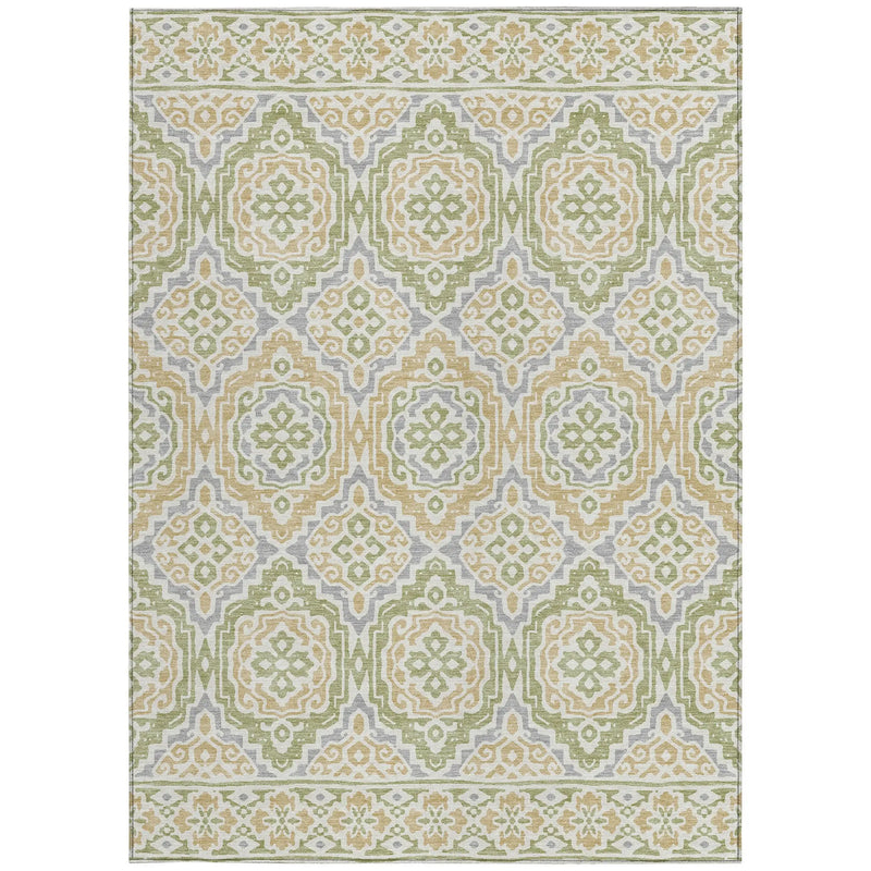 9' X 12' Green And Denim Blue Tribal Washable Indoor Outdoor Area Rug Homeroots Outdoor