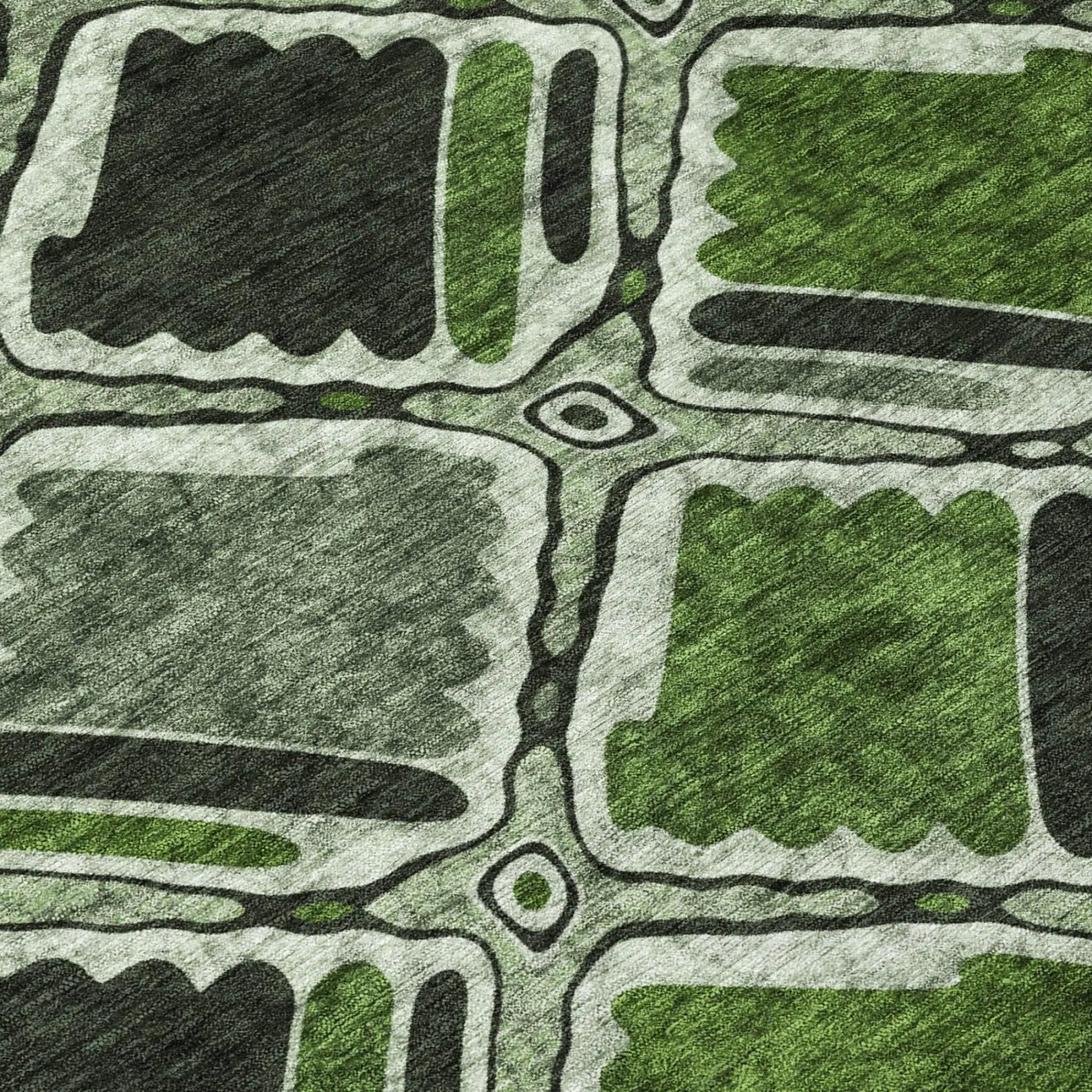 9' X 12' Green And Emerald Geometric Washable Indoor Outdoor Area Rug Homeroots Outdoor