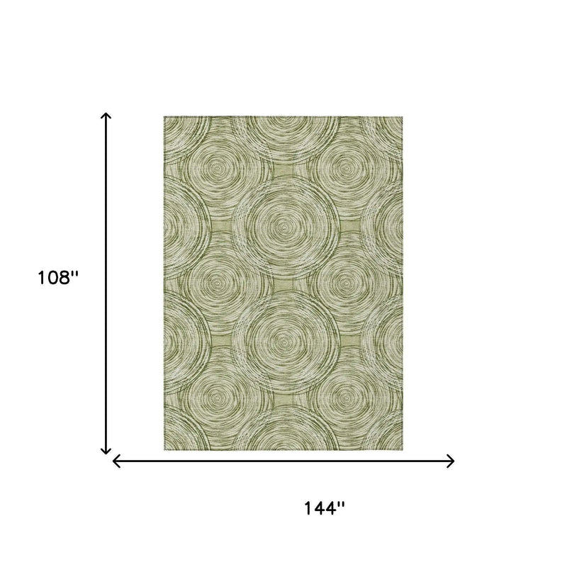 9' X 12' Green And Fern Green Geometric Washable Indoor Outdoor Area Rug Homeroots Outdoor