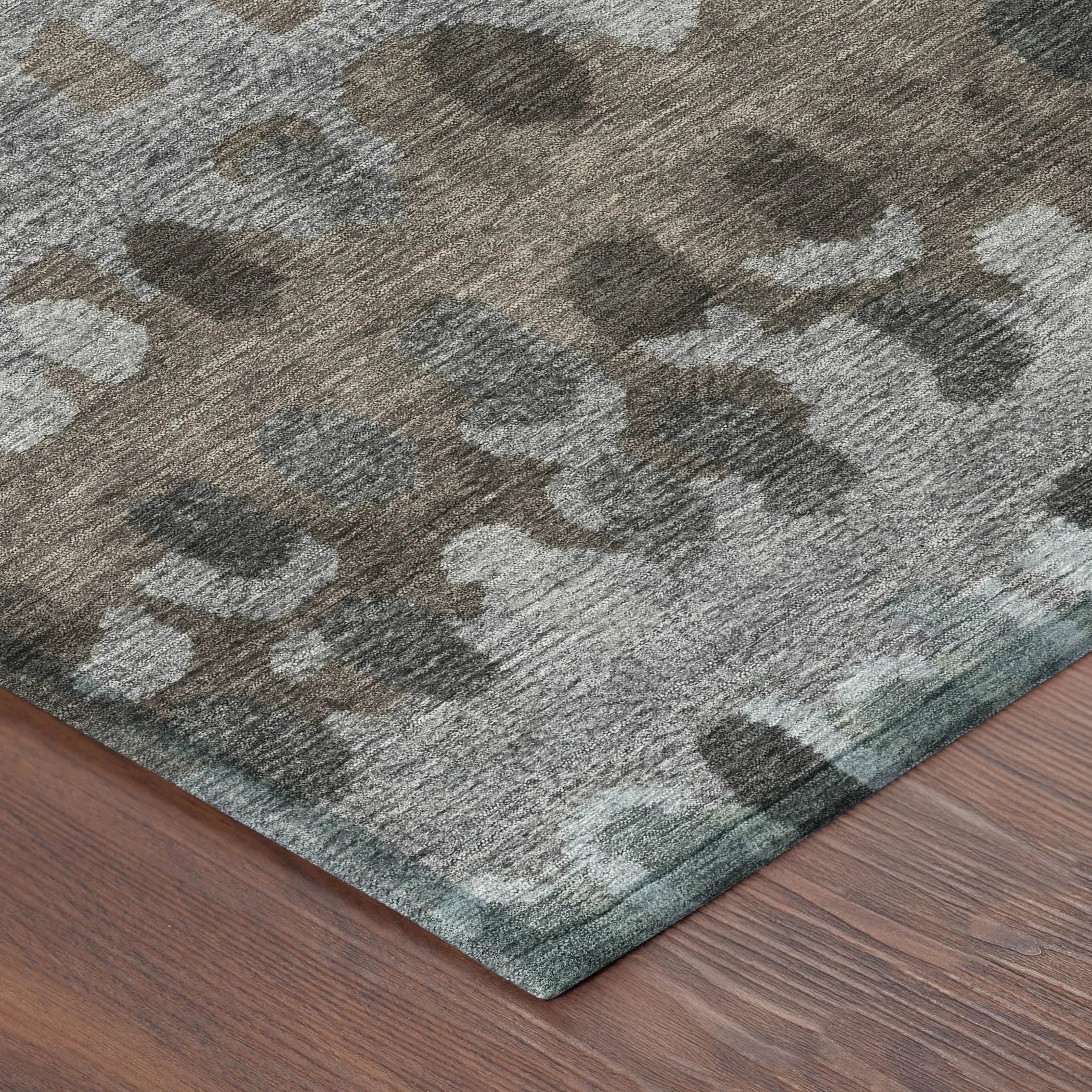 9' X 12' Green And Fern Green Geometric Washable Indoor Outdoor Area Rug Homeroots Outdoor
