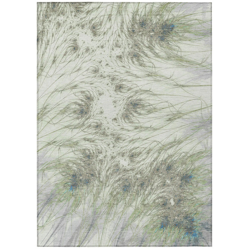 9' X 12' Green And Fern Green Oriental Washable Indoor Outdoor Area Rug Homeroots Outdoor