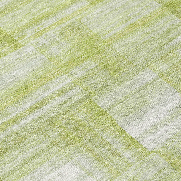 9' X 12' Green And Fern Green Striped Washable Indoor Outdoor Area Rug Homeroots Outdoor