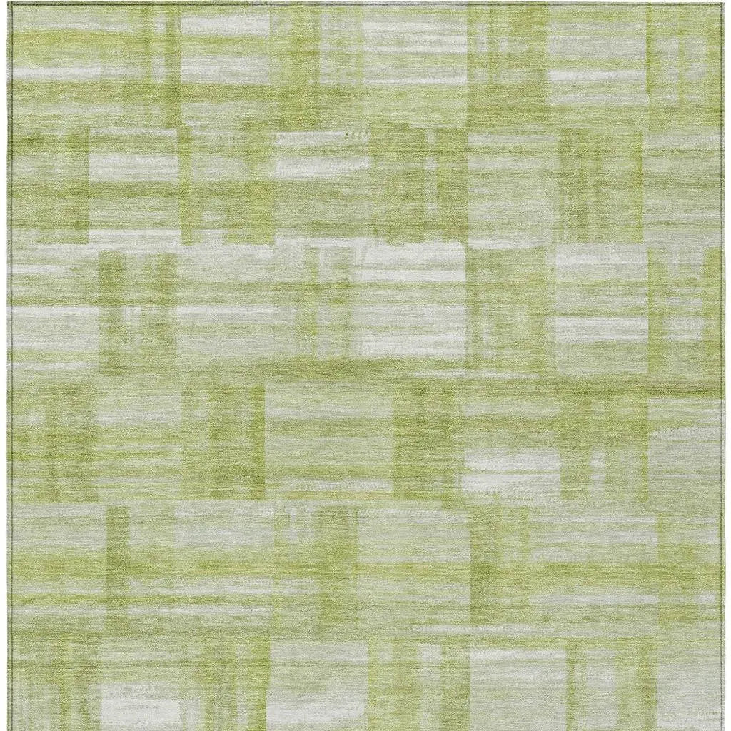9' X 12' Green And Fern Green Striped Washable Indoor Outdoor Area Rug Homeroots Outdoor