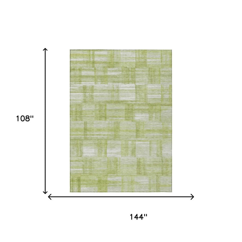 9' X 12' Green And Fern Green Striped Washable Indoor Outdoor Area Rug Homeroots Outdoor