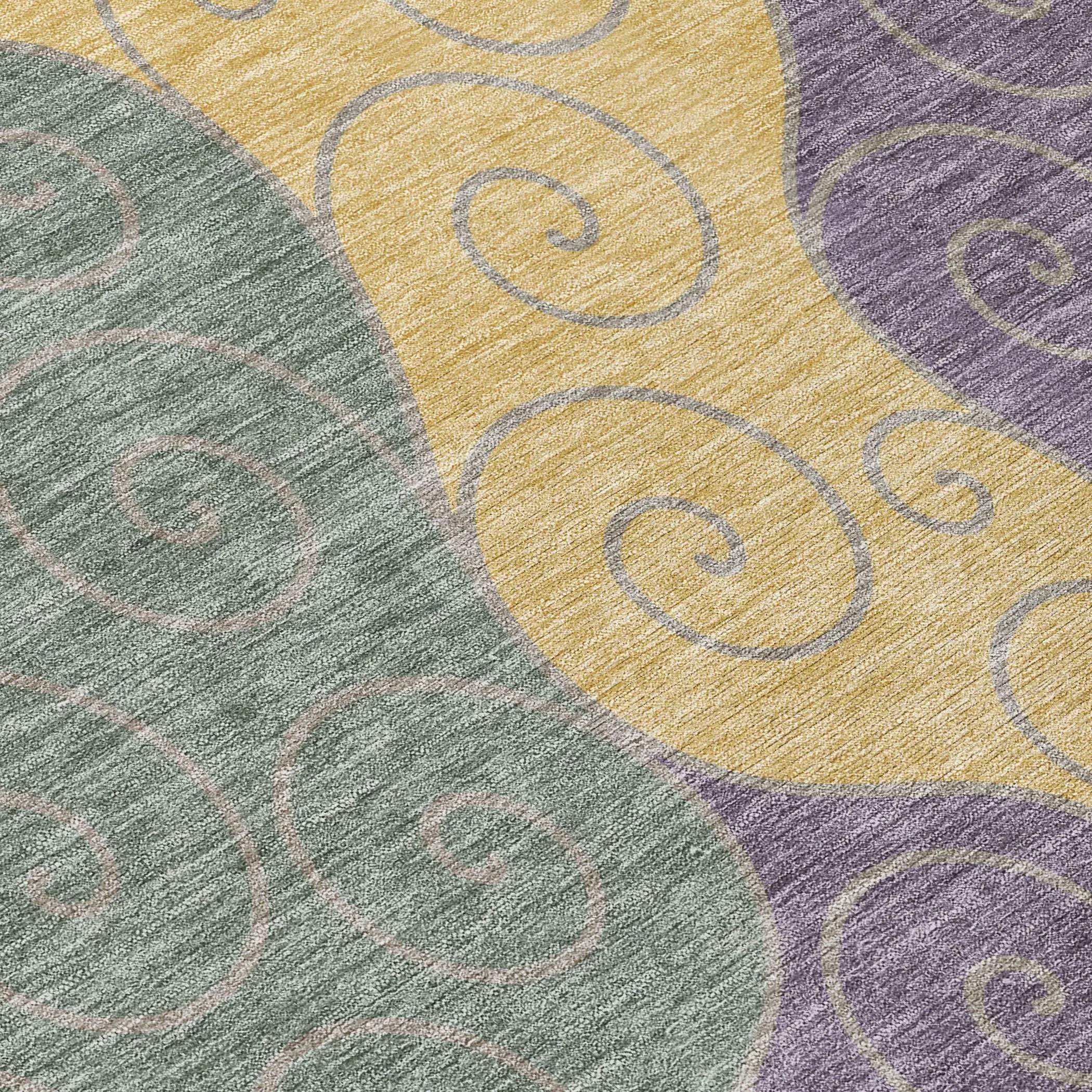 9' X 12' Green And Gold Abstract Washable Indoor Outdoor Area Rug Homeroots Outdoor