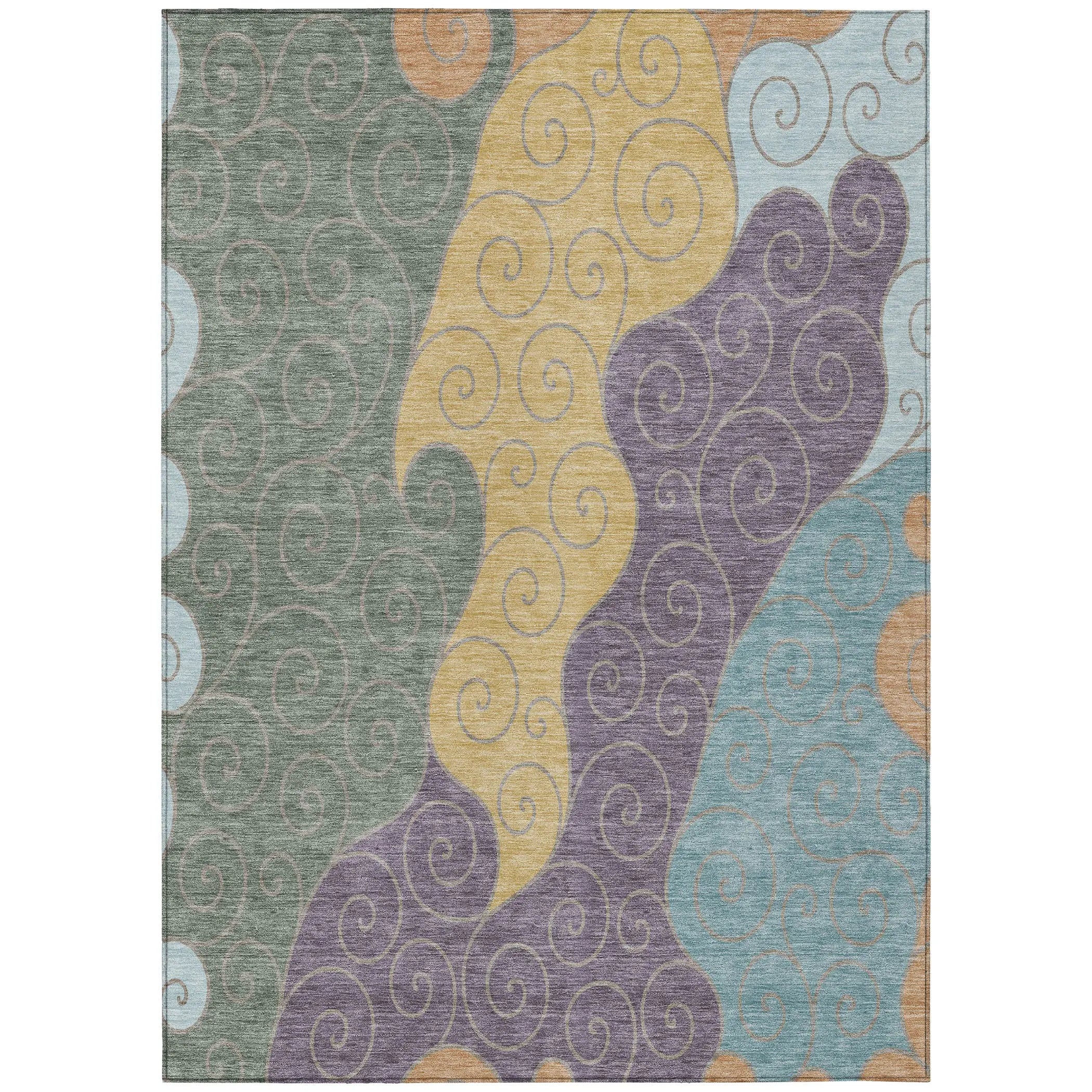 9' X 12' Green And Gold Abstract Washable Indoor Outdoor Area Rug Homeroots Outdoor