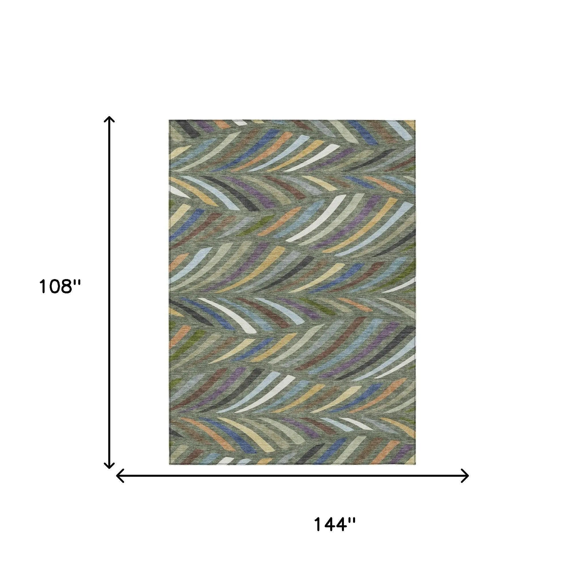 9' X 12' Green And Gold Abstract Washable Indoor Outdoor Area Rug Homeroots Outdoor