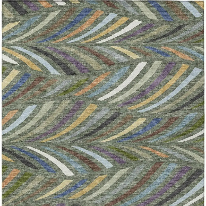 9' X 12' Green And Gold Abstract Washable Indoor Outdoor Area Rug Homeroots Outdoor