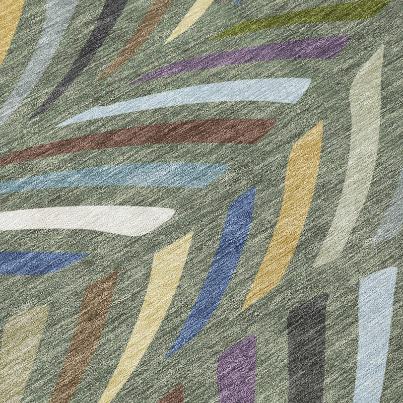 9' X 12' Green And Gold Abstract Washable Indoor Outdoor Area Rug Homeroots Outdoor