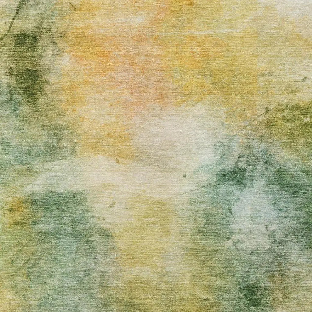 Abstract watercolor fabric in soft greens, yellows, and beige, perfect for home decor or crafting projects.