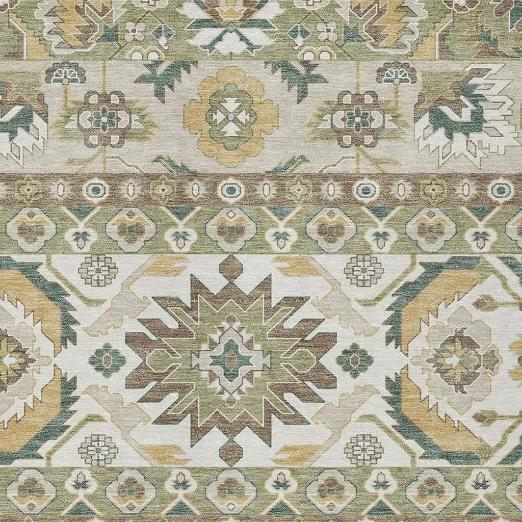 9' X 12' Green And Gold Cactus Washable Indoor Outdoor Area Rug Homeroots Outdoor