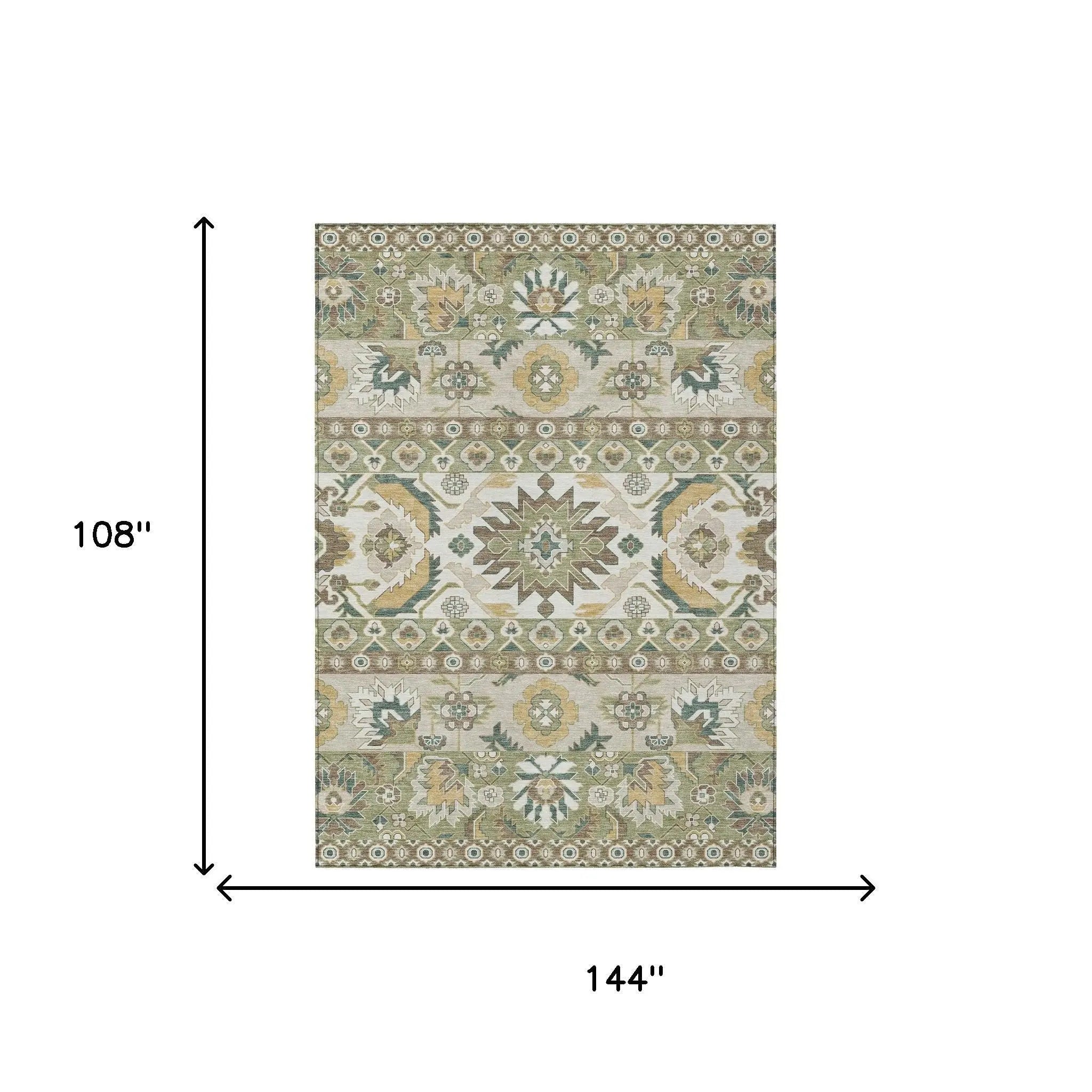 9' X 12' Green And Gold Cactus Washable Indoor Outdoor Area Rug Homeroots Outdoor