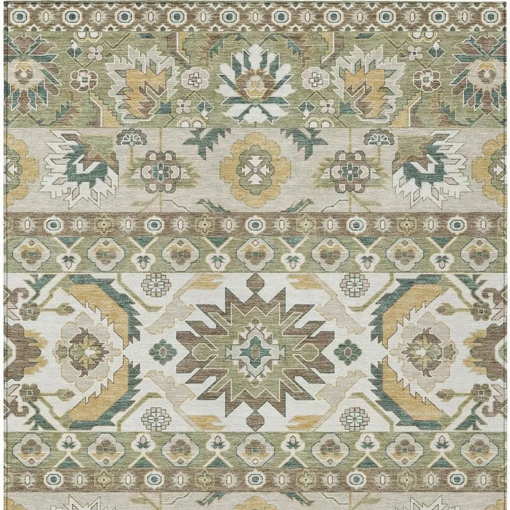 9' X 12' Green And Gold Cactus Washable Indoor Outdoor Area Rug Homeroots Outdoor
