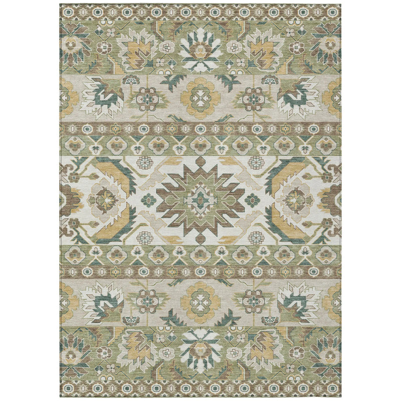 9' X 12' Green And Gold Cactus Washable Indoor Outdoor Area Rug Homeroots Outdoor