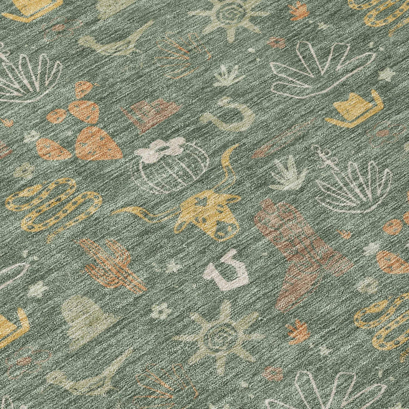 9' X 12' Green And Gold Cactus Washable Indoor Outdoor Area Rug Homeroots Outdoor