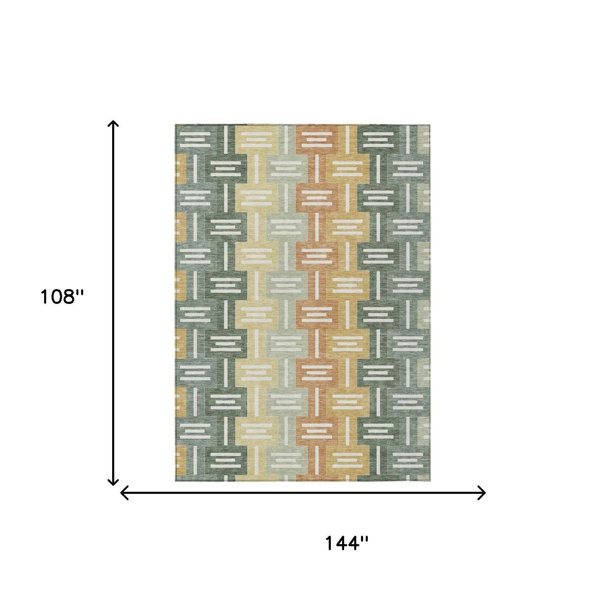 9' X 12' Green And Gold Geometric Washable Indoor Outdoor Area Rug Homeroots Outdoor