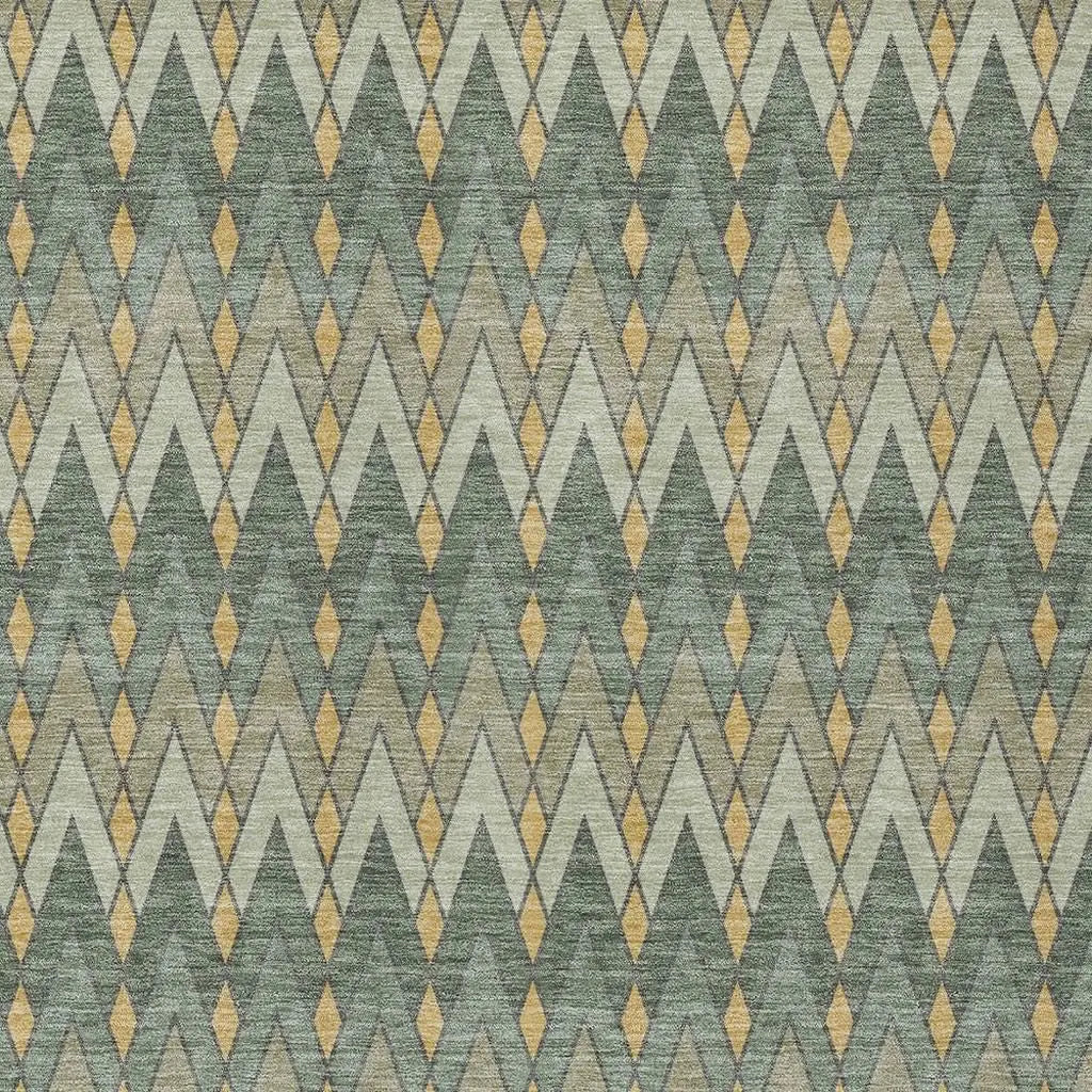 9' X 12' Green And Gold Geometric Washable Indoor Outdoor Area Rug Homeroots Outdoor