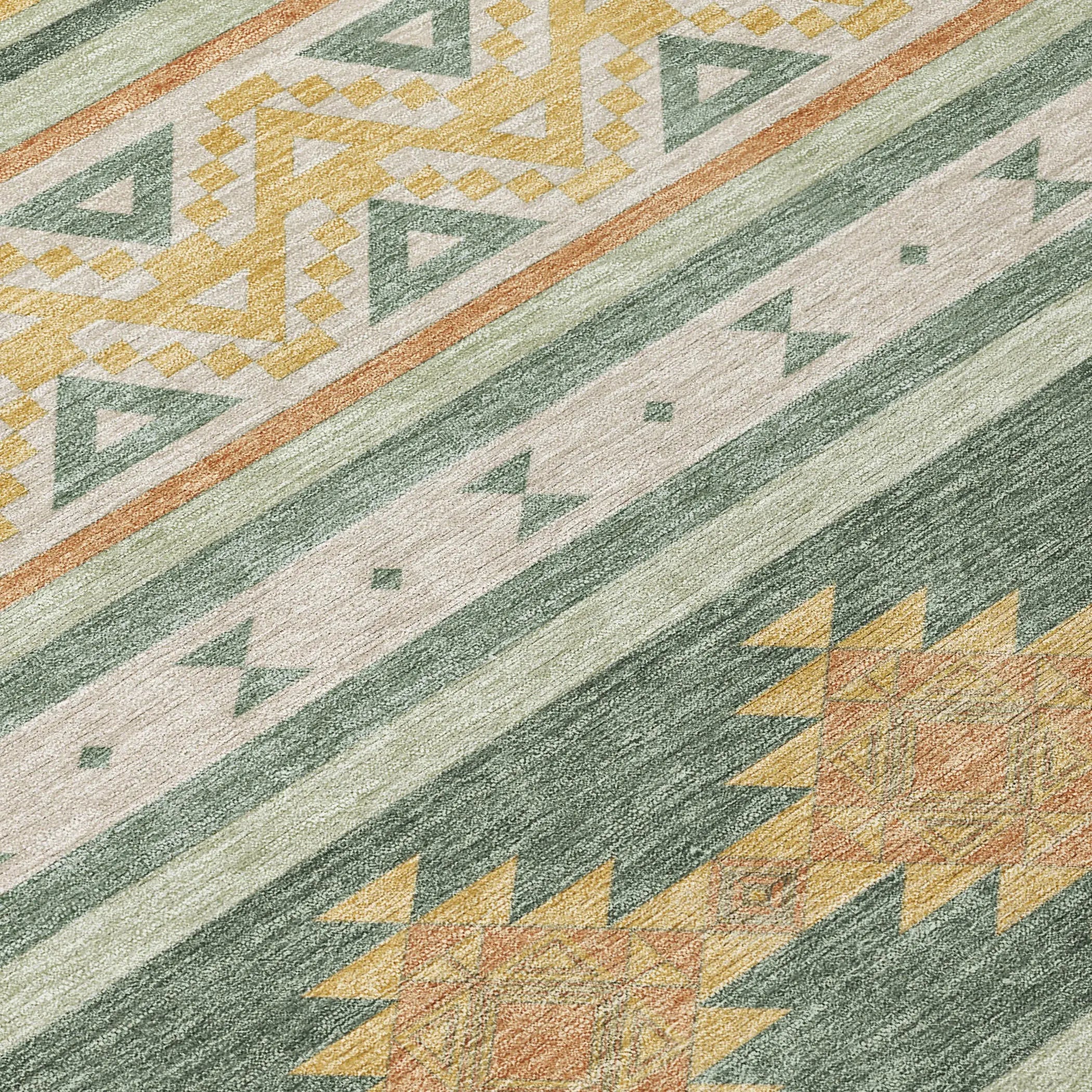 9' X 12' Green And Gold Southwestern Washable Indoor Outdoor Area Rug Homeroots Outdoor