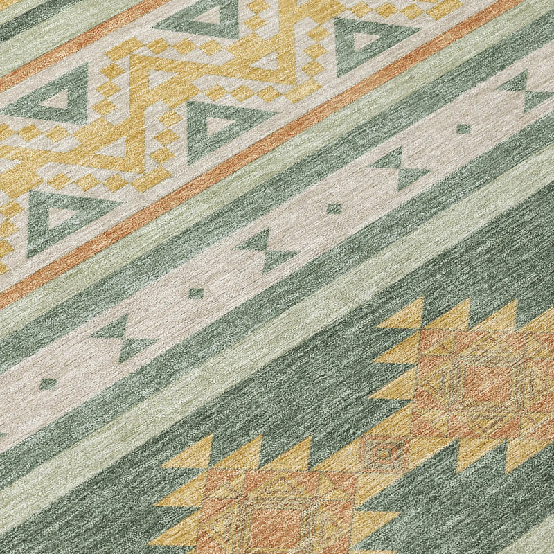 9' X 12' Green And Gold Southwestern Washable Indoor Outdoor Area Rug Homeroots Outdoor