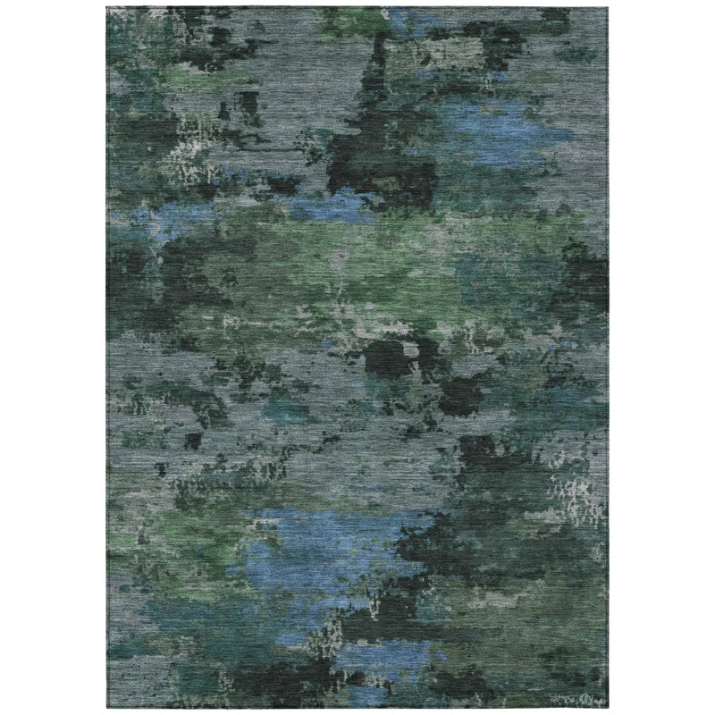 9' X 12' Green And Graphite Abstract Washable Indoor Outdoor Area Rug Homeroots Outdoor