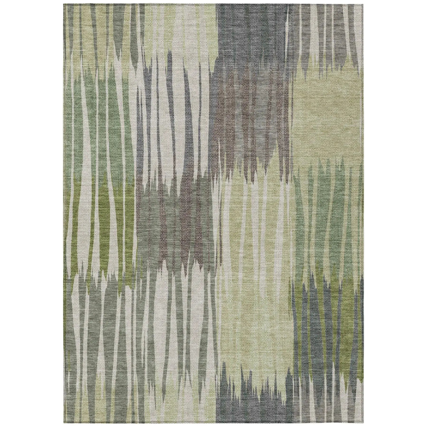 9' X 12' Green And Graphite Striped Washable Indoor Outdoor Area Rug Homeroots Outdoor