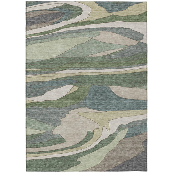 9' X 12' Green And Gray Abstract Washable Indoor Outdoor Area Rug Homeroots Outdoor