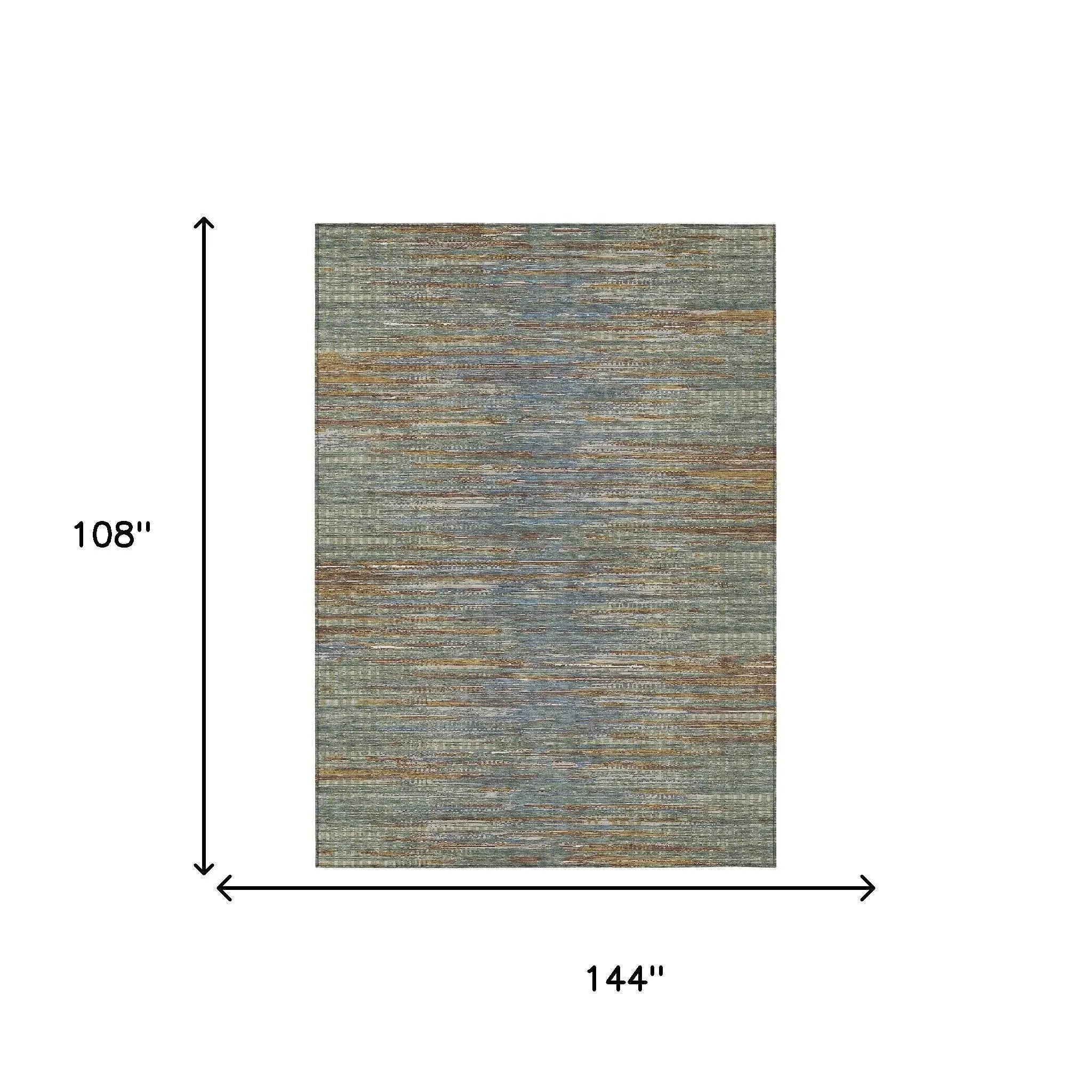 9' X 12' Green And Gray Abstract Washable Indoor Outdoor Area Rug Homeroots Outdoor