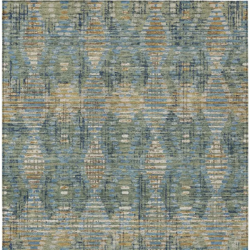 9' X 12' Green And Gray Floral Medallion Washable Indoor Outdoor Area Rug Homeroots Outdoor