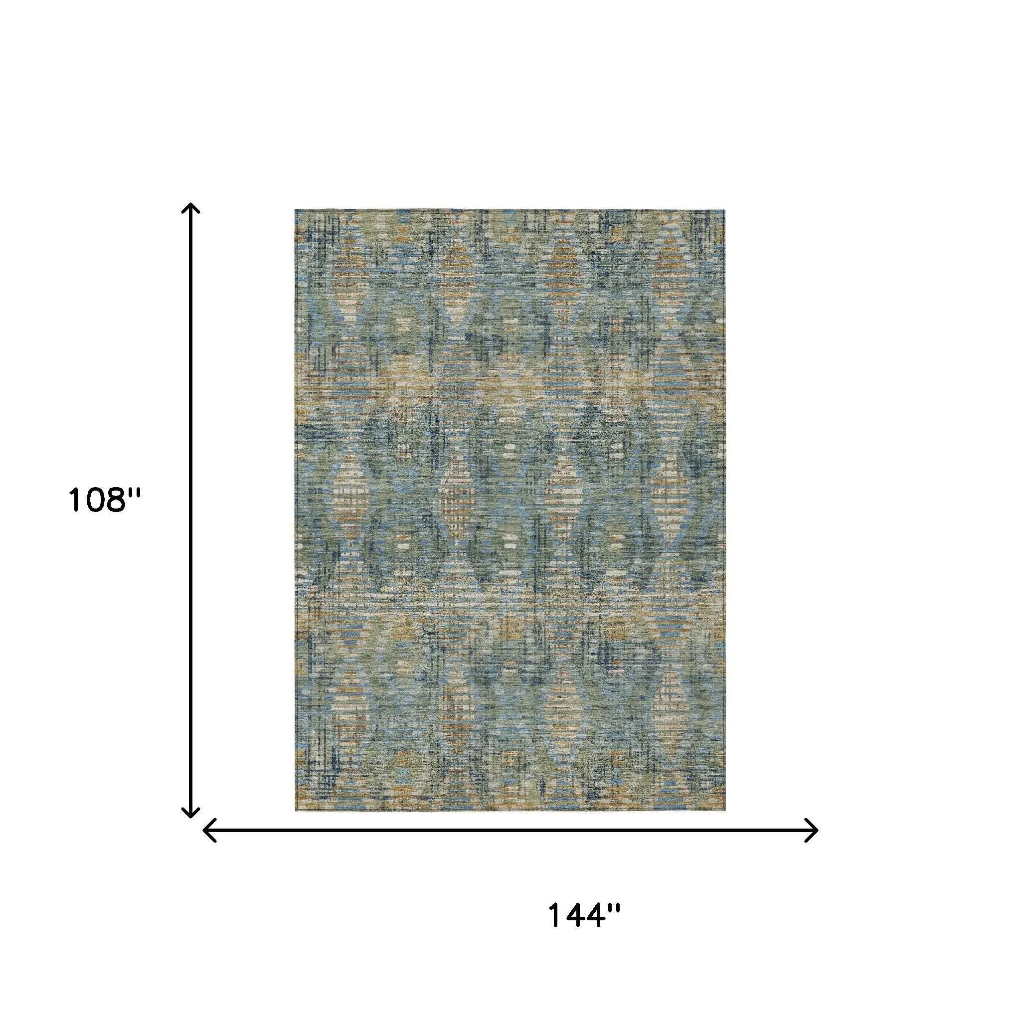 9' X 12' Green And Gray Floral Medallion Washable Indoor Outdoor Area Rug Homeroots Outdoor