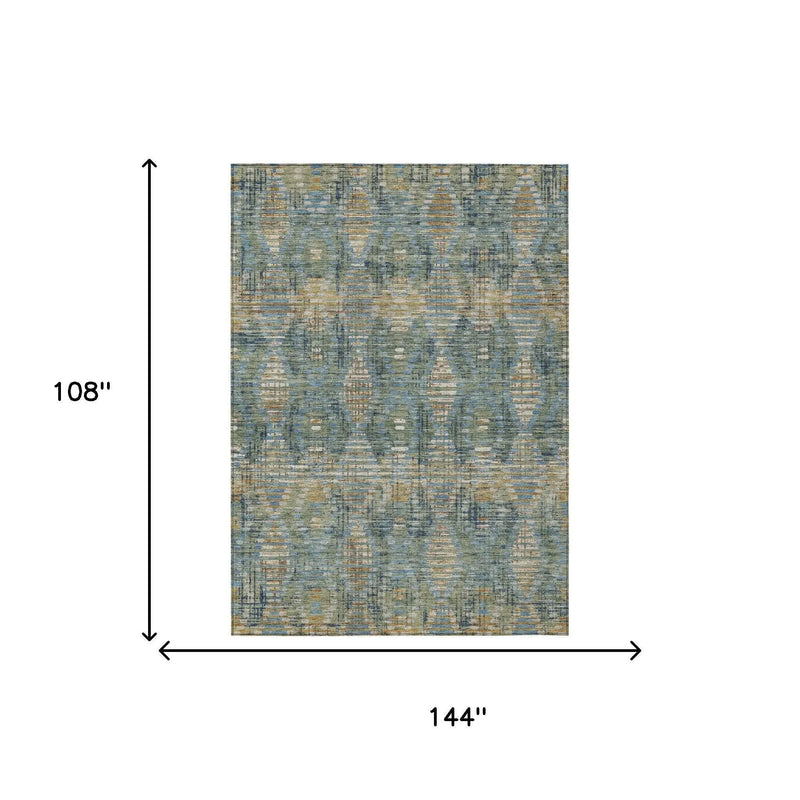 9' X 12' Green And Gray Floral Medallion Washable Indoor Outdoor Area Rug Homeroots Outdoor