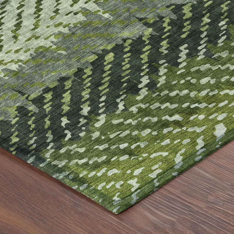 9' X 12' Green And Gray Striped Washable Indoor Outdoor Area Rug Homeroots Outdoor