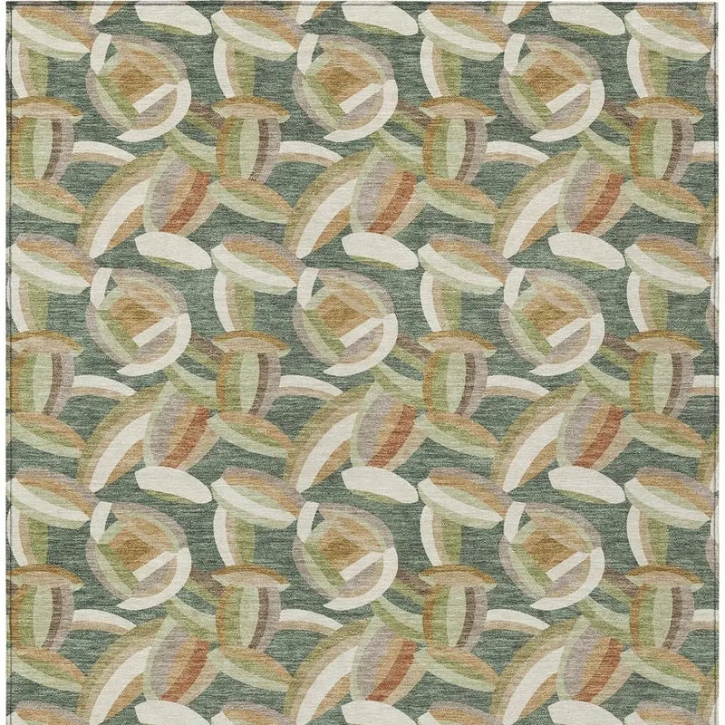 9' X 12' Green And Ivory Abstract Washable Indoor Outdoor Area Rug Homeroots Outdoor