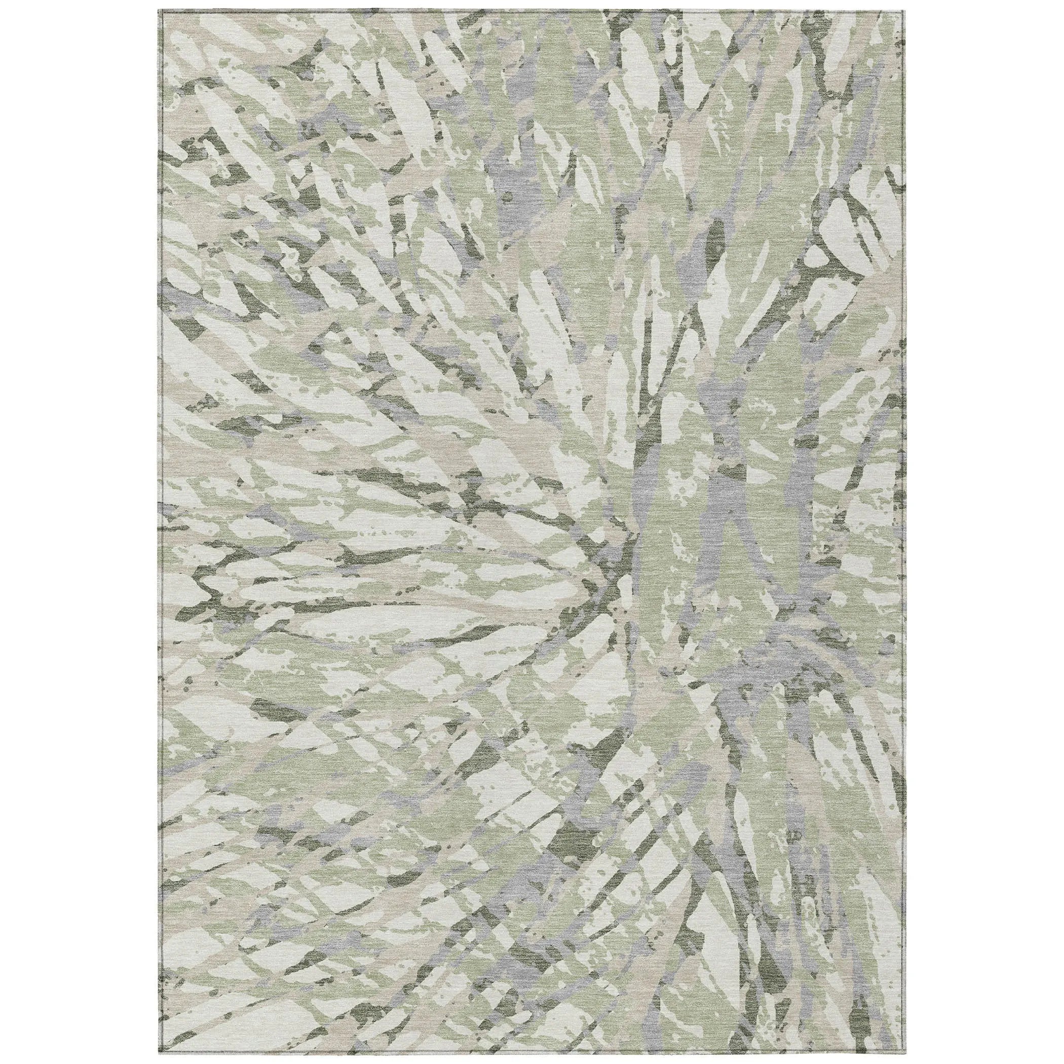 9' X 12' Green And Ivory Abstract Washable Indoor Outdoor Area Rug Homeroots Outdoor